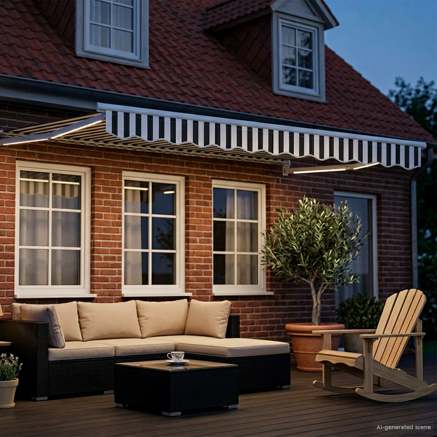 Manual Retractable Awning with LEDs 3.5 x 2 m