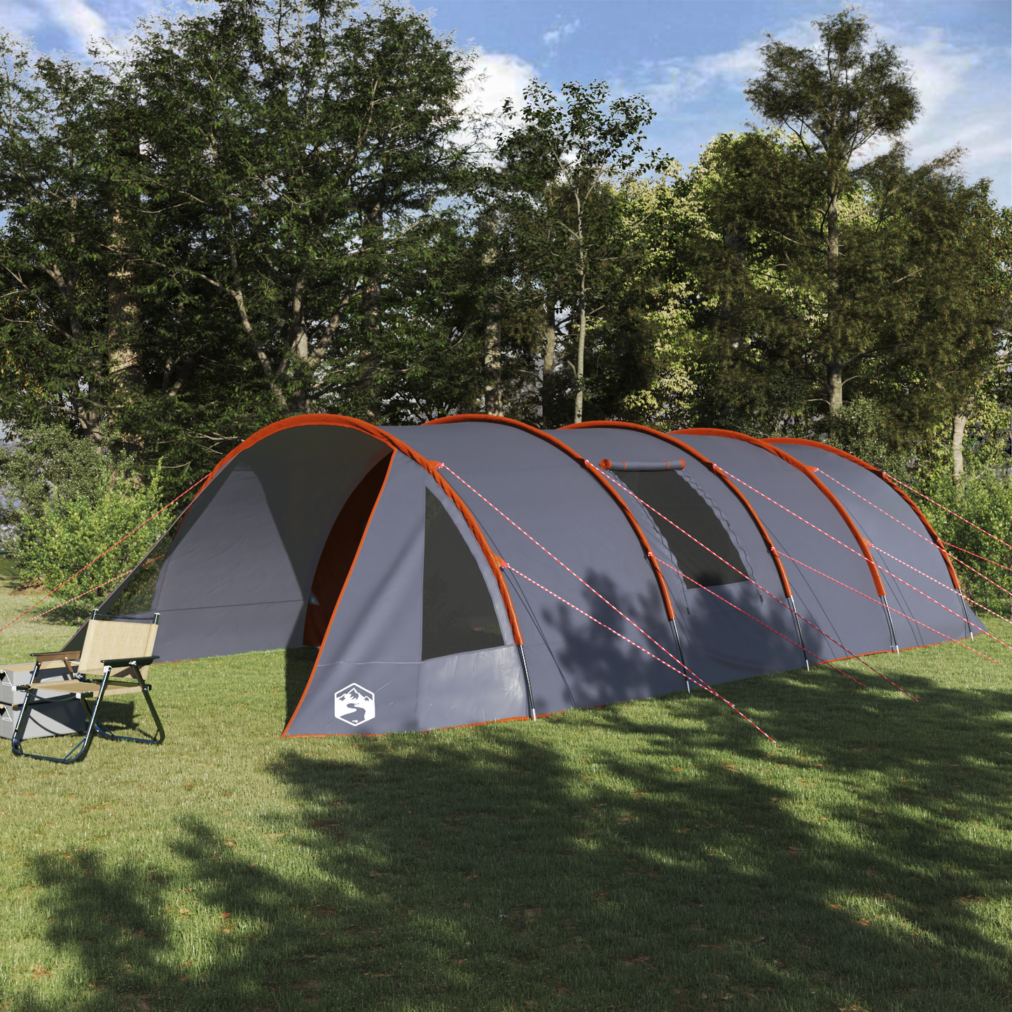Tunnel Tent 6-Person Grey and Orange 890 x 470 x 220 cm