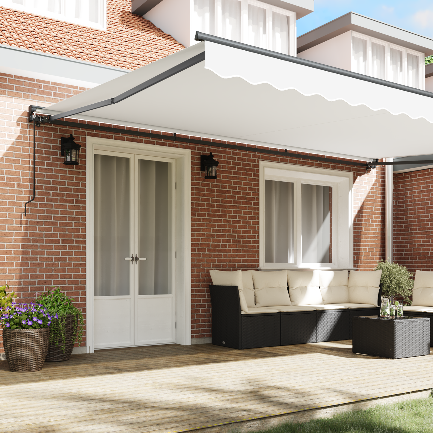 Awning Frame White 500 x 300 cm Polyester with PU coating