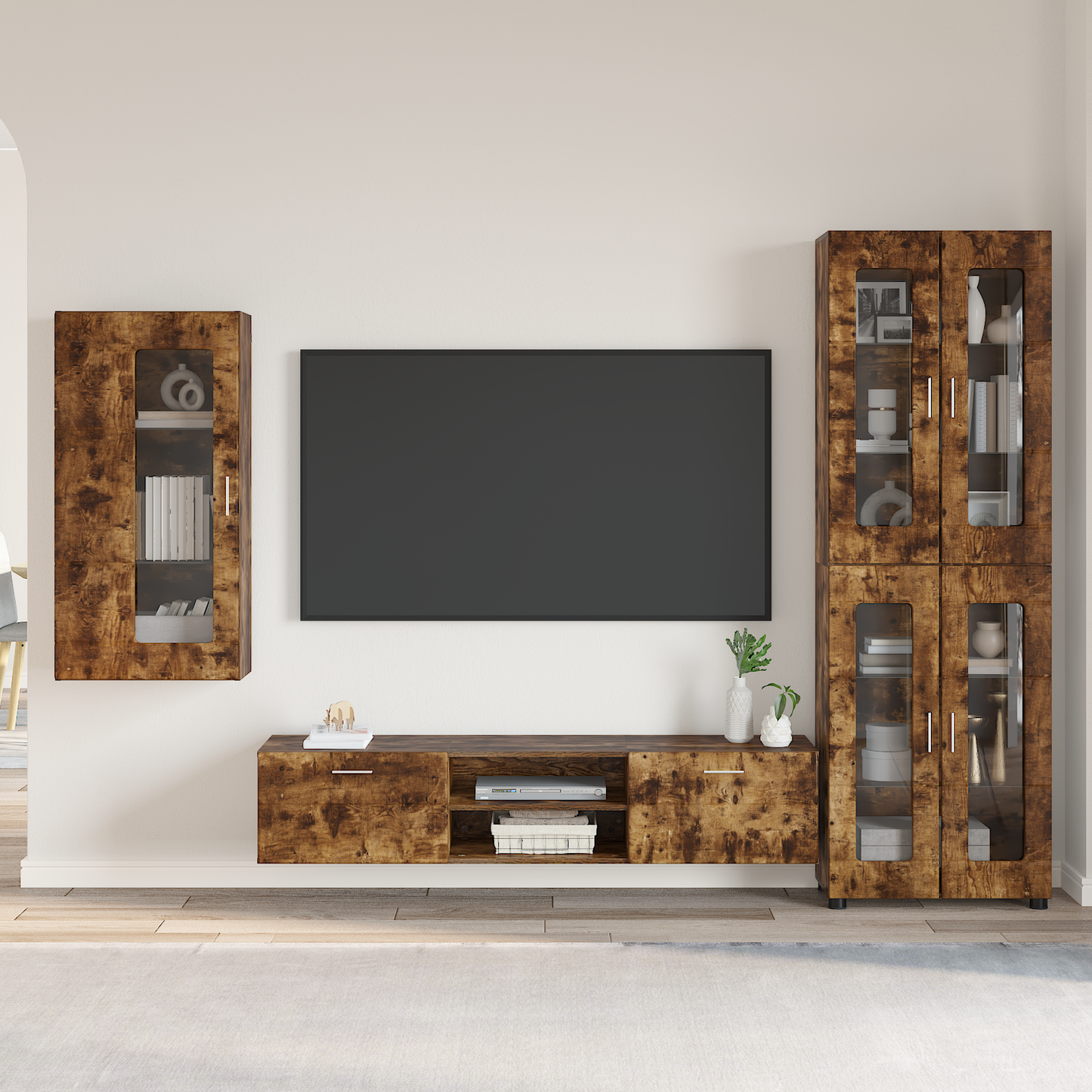 TV Cabinet Set FLORIN 3 pcs Smoked Oak Engineered Wood