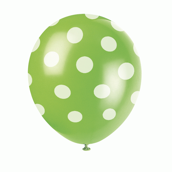 Lime Green Polka Dot Printed 12" Balloons