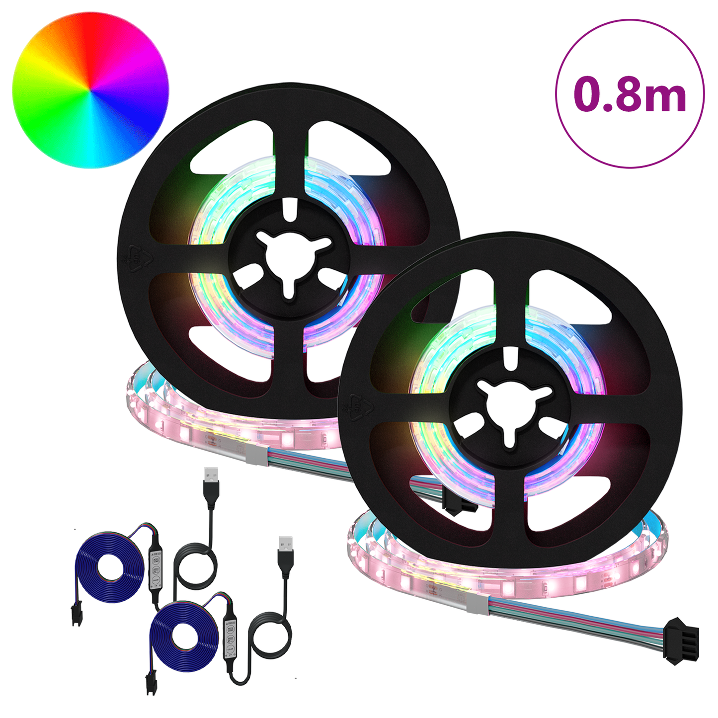 LED Strip 2 pcs Black and Transparent 400 mm Copper and Plastic