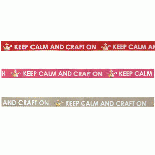 Keep calm &amp; craft on - hot pink grosgrain ribbon 10mm x 20m