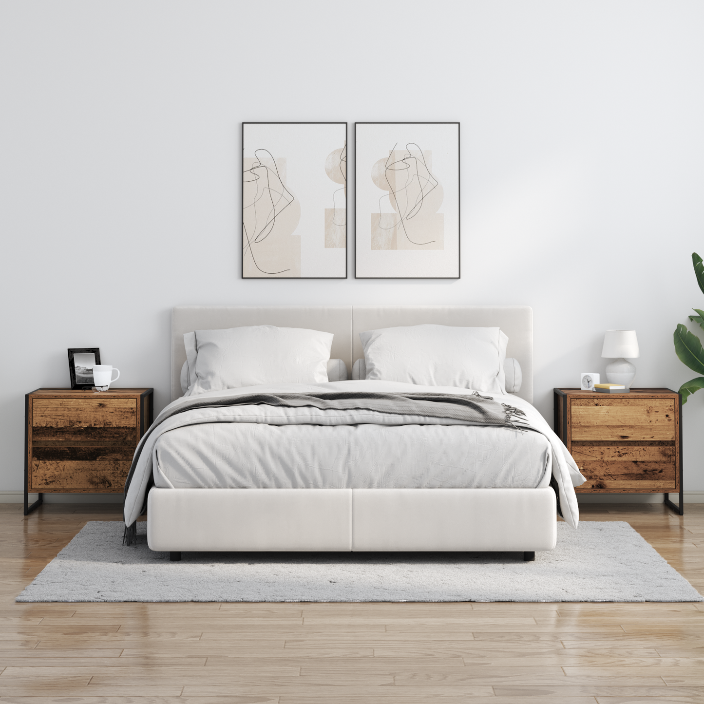 Bedside Table 2 pcs Old Wood 50 x 39.5 x 50 cm Engineered Wood