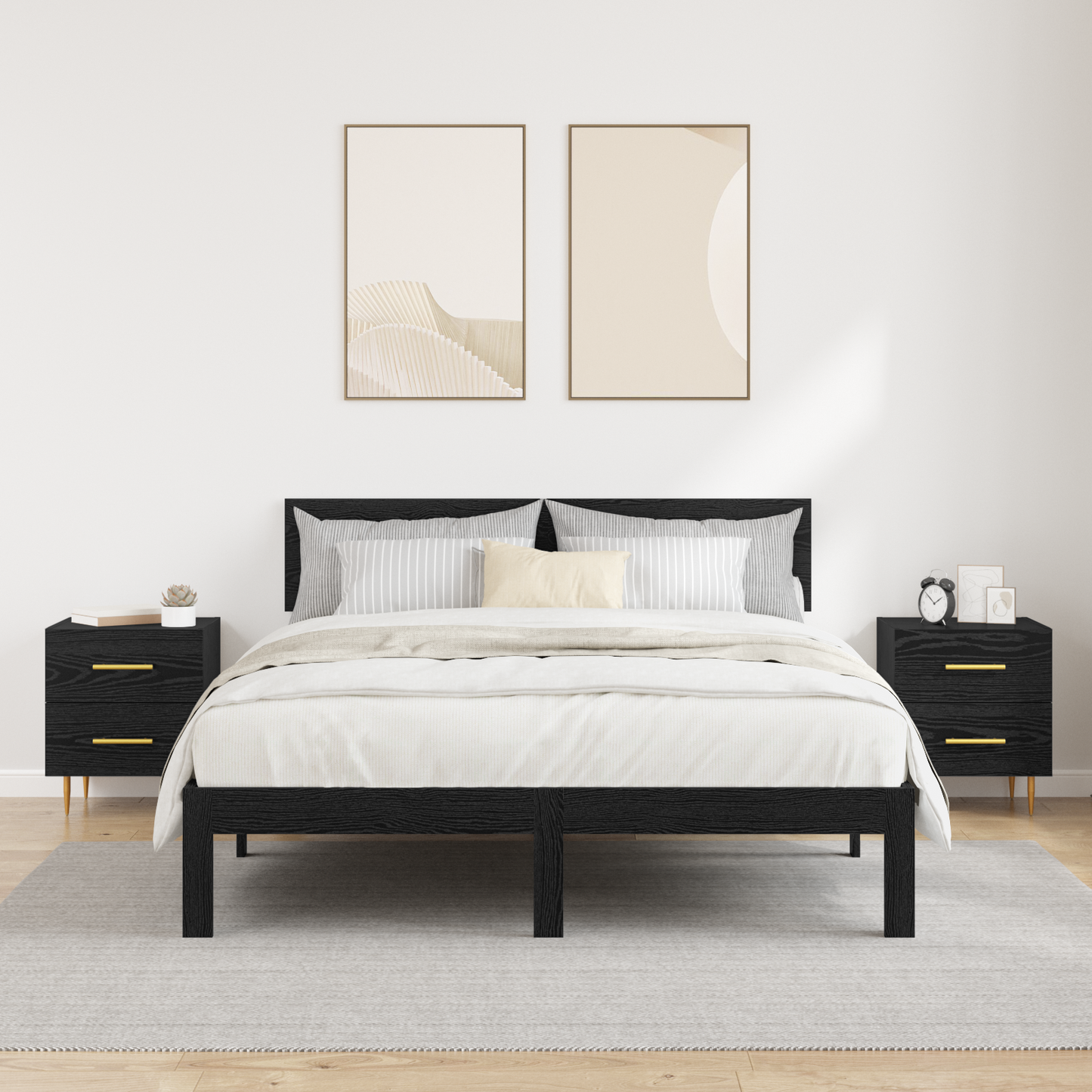 Bedside Cabinet with Drawer 2 pcs Black Oak 40 x 35 x 47.5 cm