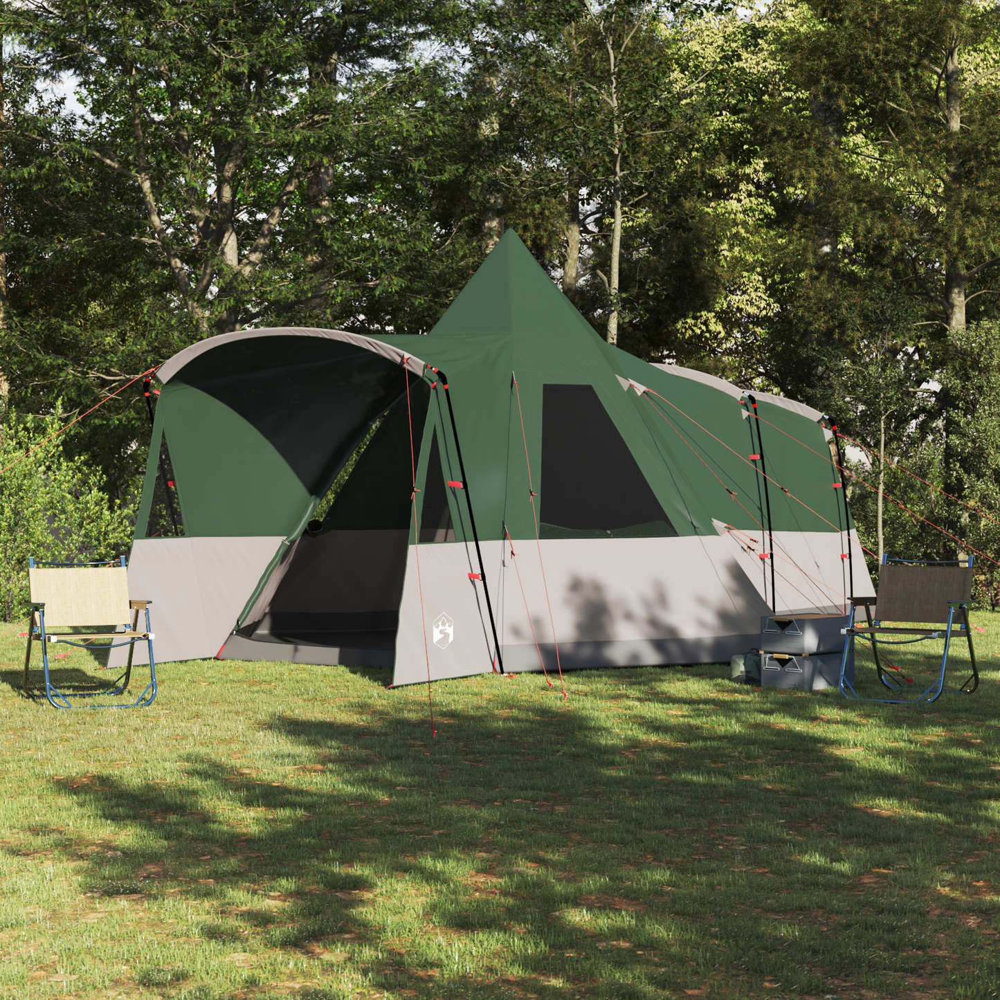 Teepee Tent 8-Person with Roof Green 720 x 465 x 295 cm
