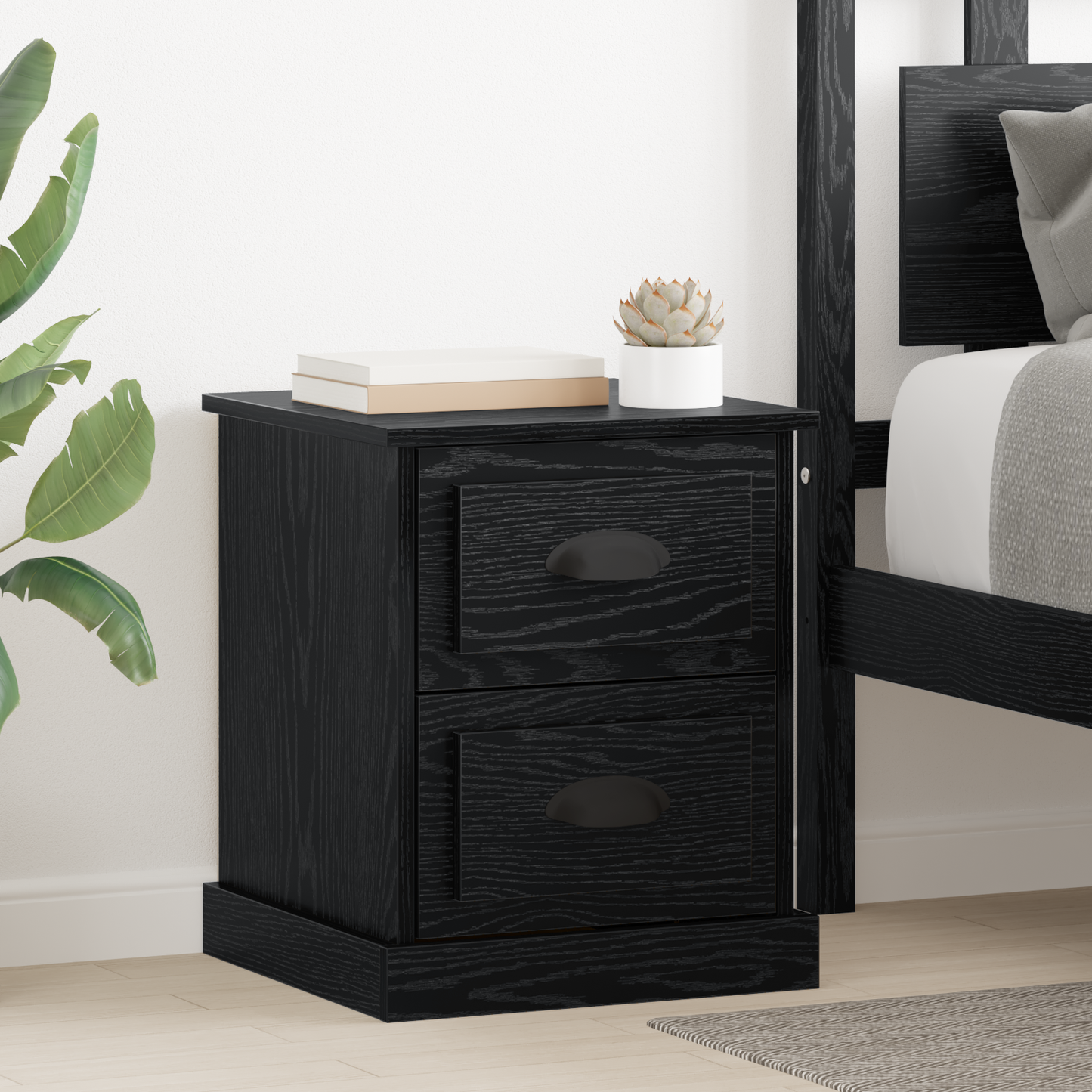 Bedside Cabinet Black Oak 39 x 39 x 47.5 cm Engineered Wood
