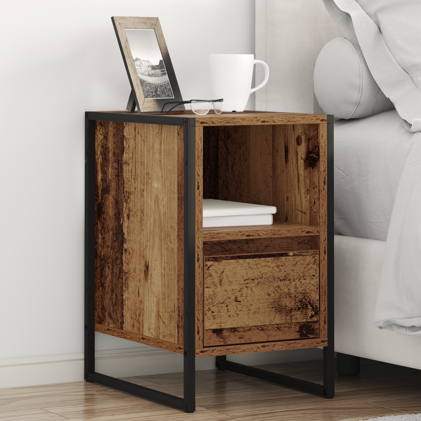 Bedside Table 2 pcs Old Wood 39.5 x 30 x 50 cm Engineered Wood