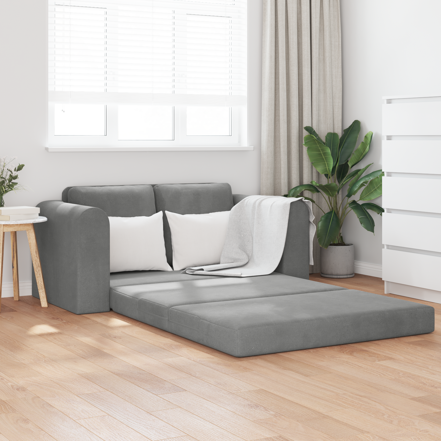 Folding Sofa Bed Dark Grey 148 x 71 x 83 cm Velvet