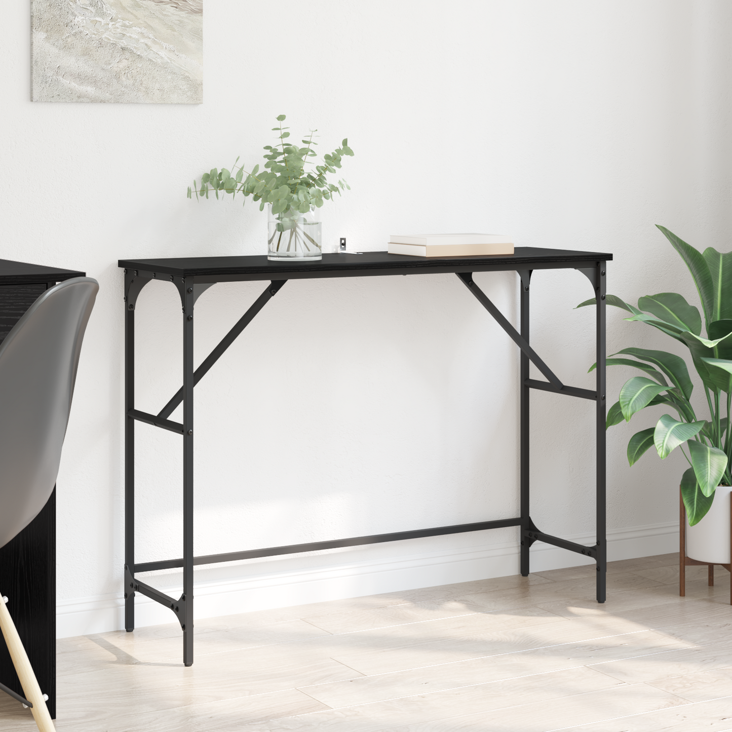 Console Table Black Oak 100 x 32 x 75 cm Engineered Wood