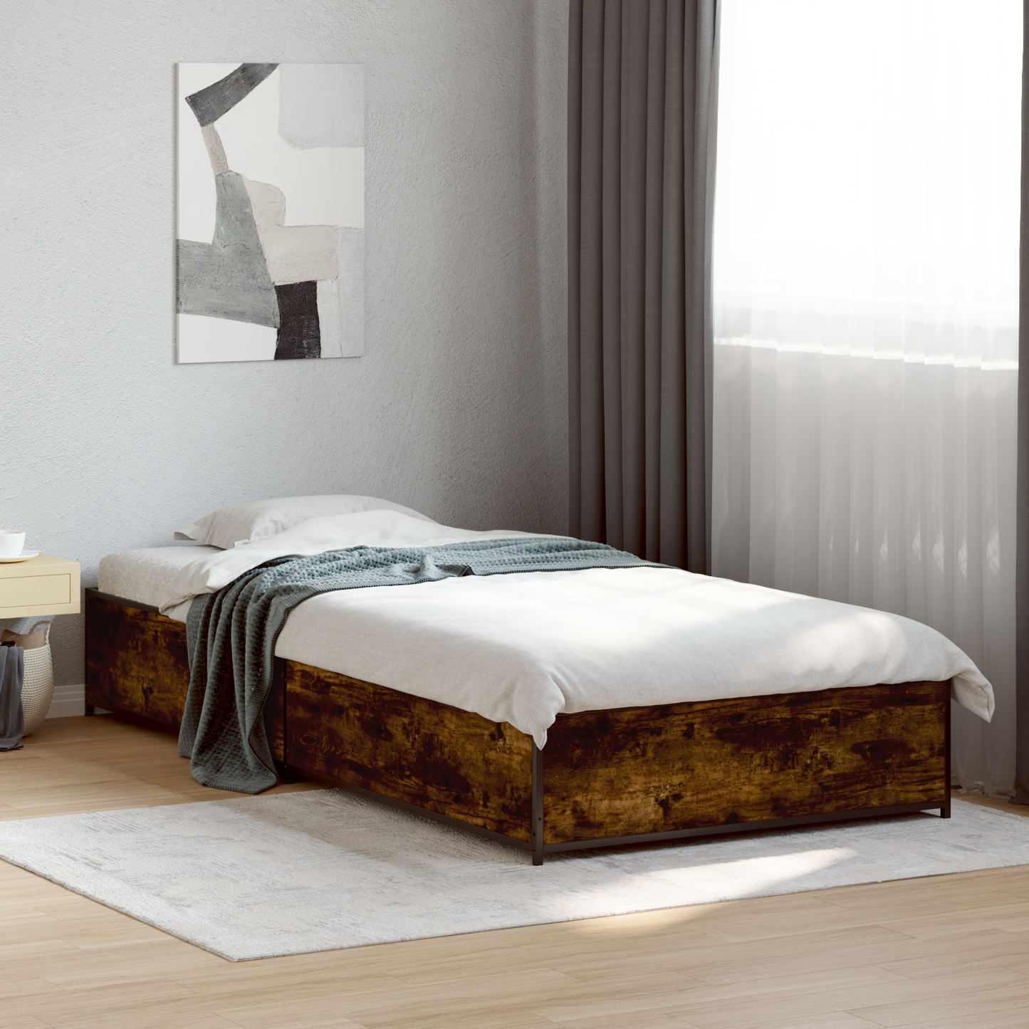 Bed Frame Smoked Oak 80 x 200 cm Engineered Wood