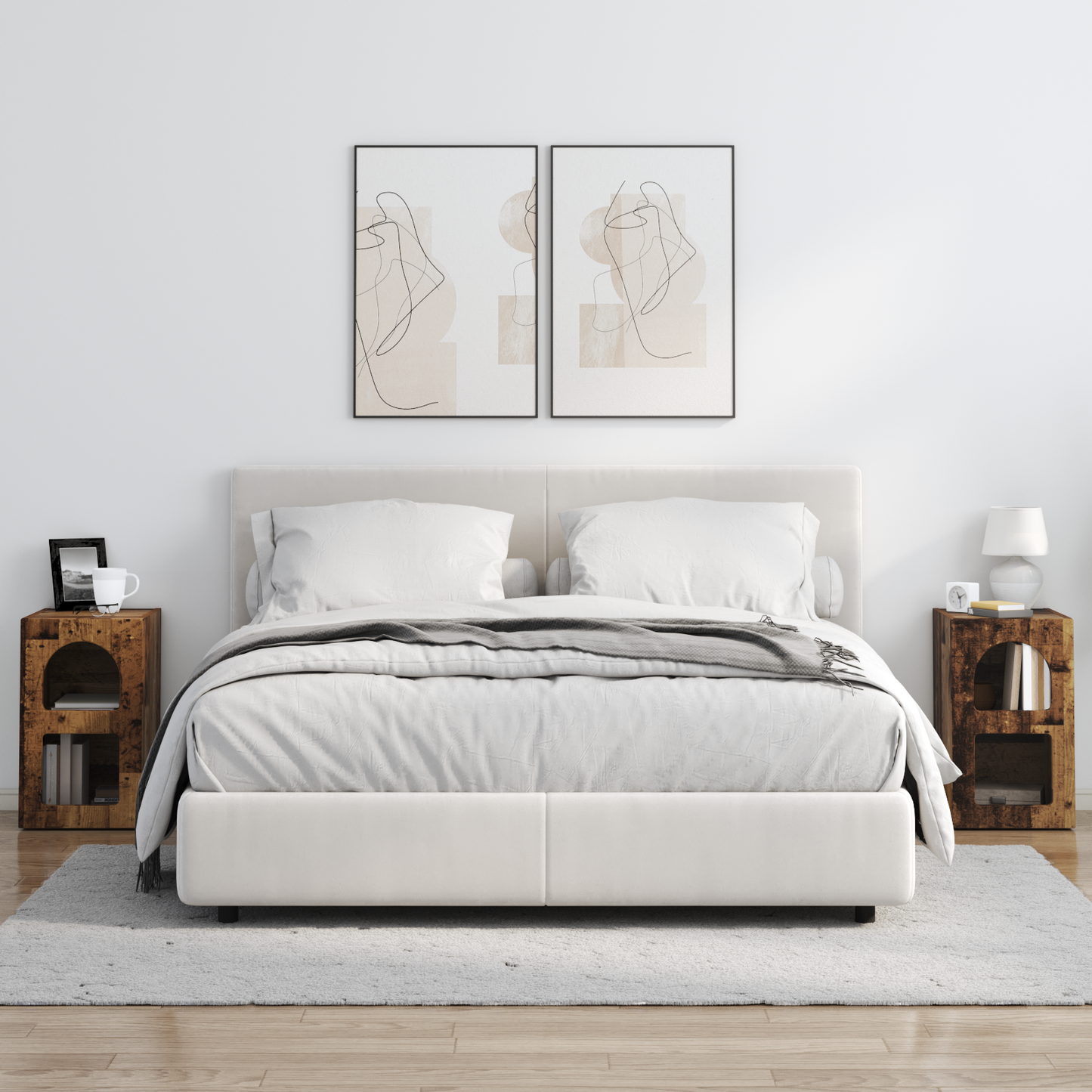 Bedside Table ELST 2 pcs Old Wood 29.5 x 33.5 x 50 cm