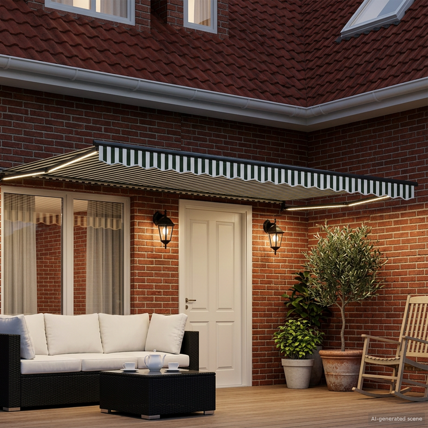 Manual Retractable Awning with LEDs 4.5 x 3 m