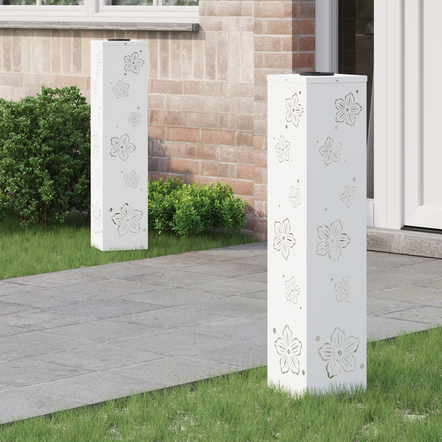 Solar LED Pathway Light 2 pcs White Cold Rolled Steel