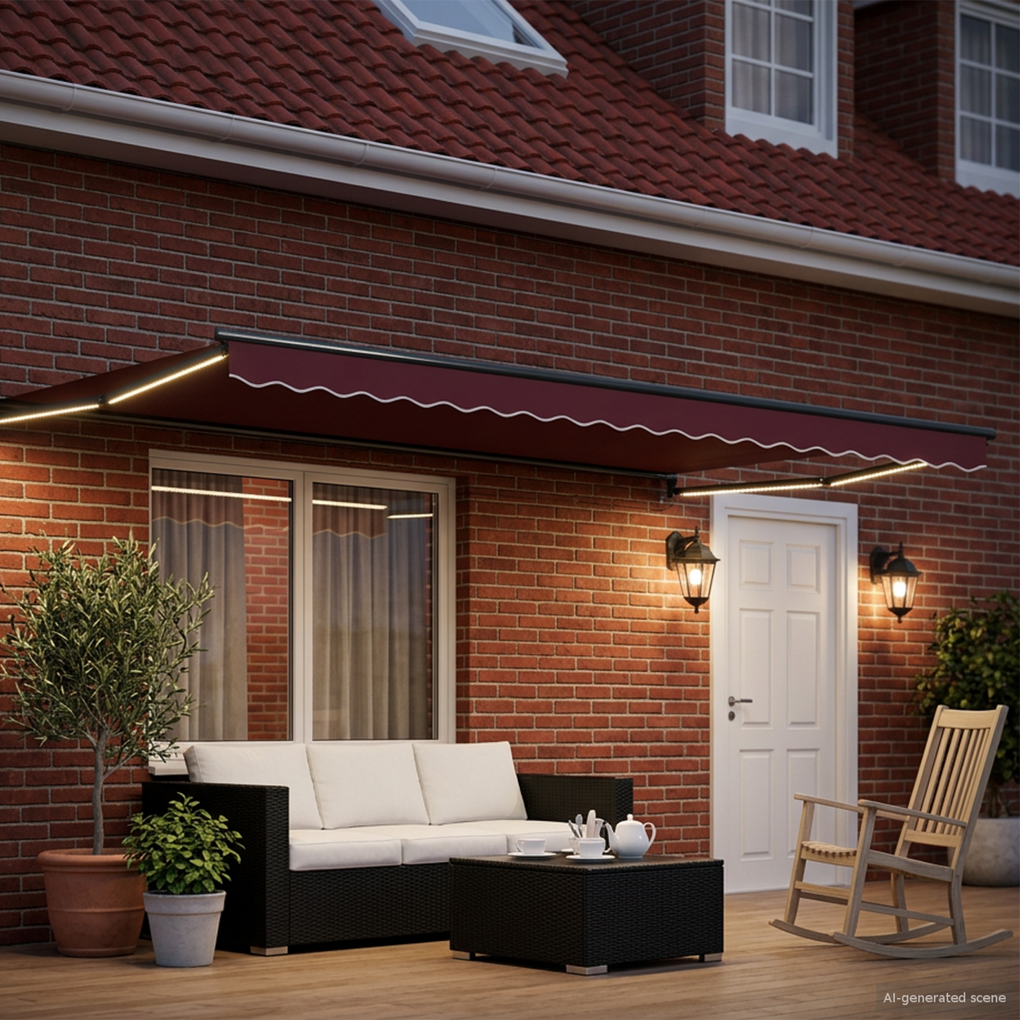 Manual Retractable Awning with LEDs 5 x 3 m