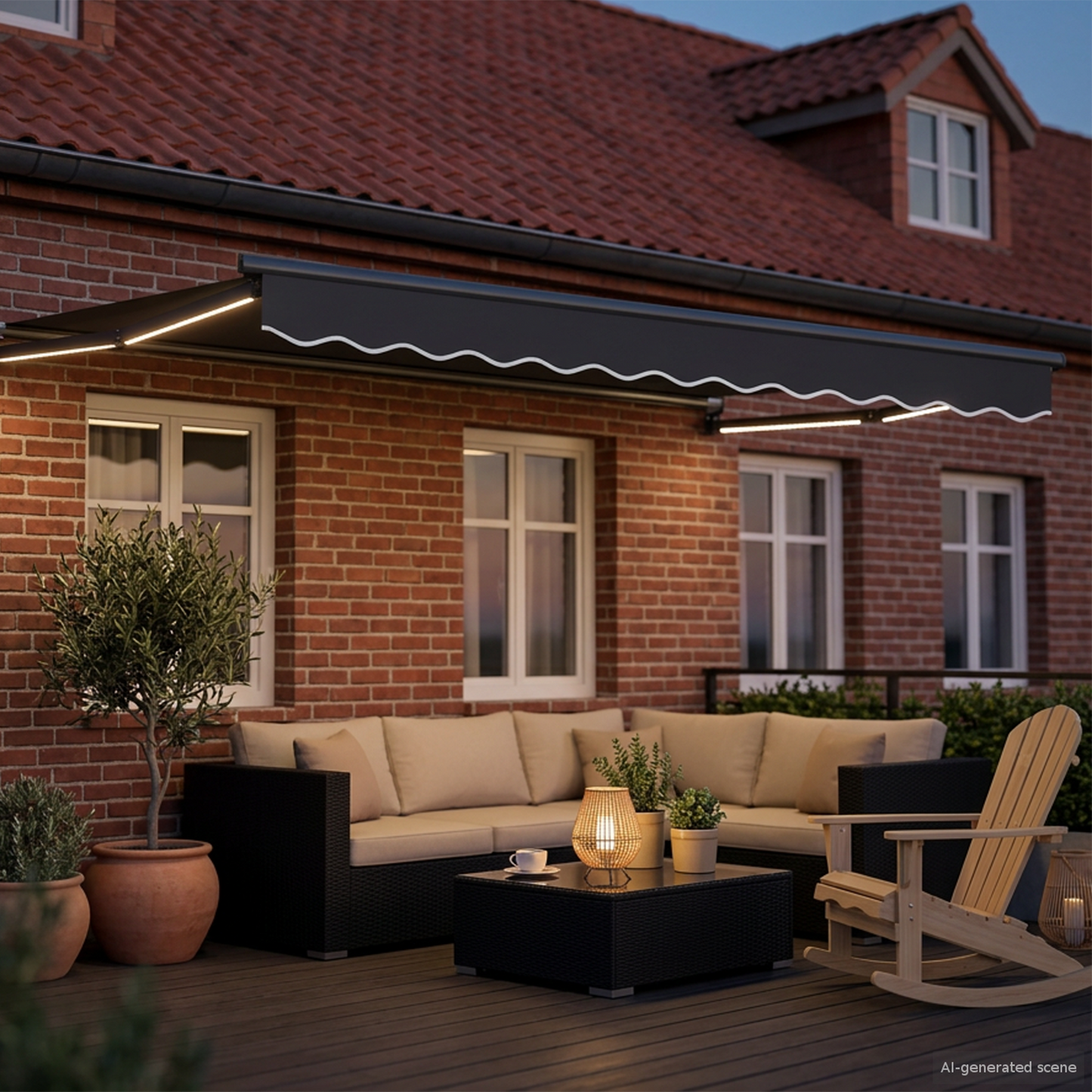 Manual Retractable Awning with LEDs Anthracite 2.5 x 2 m