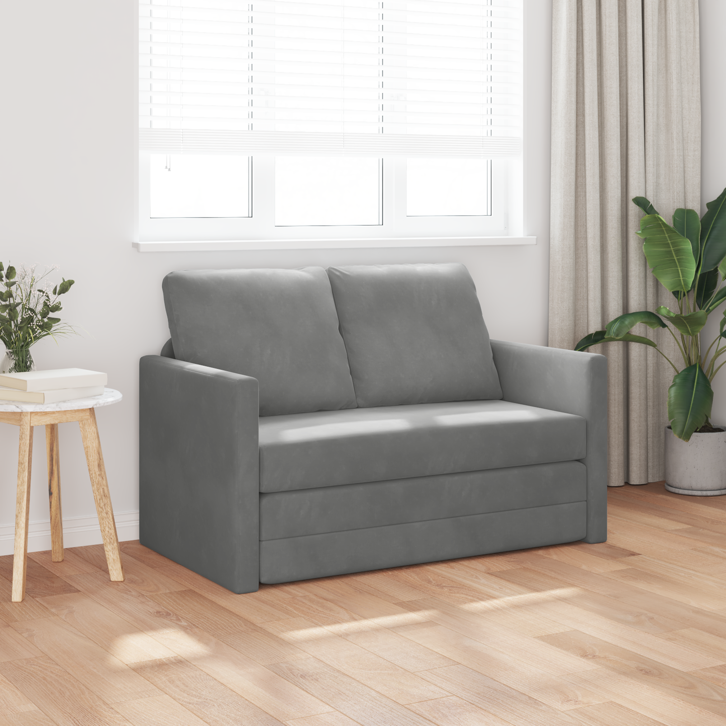 Folding Sofa Bed Dark Grey 122 x 70 x 60 cm Velvet