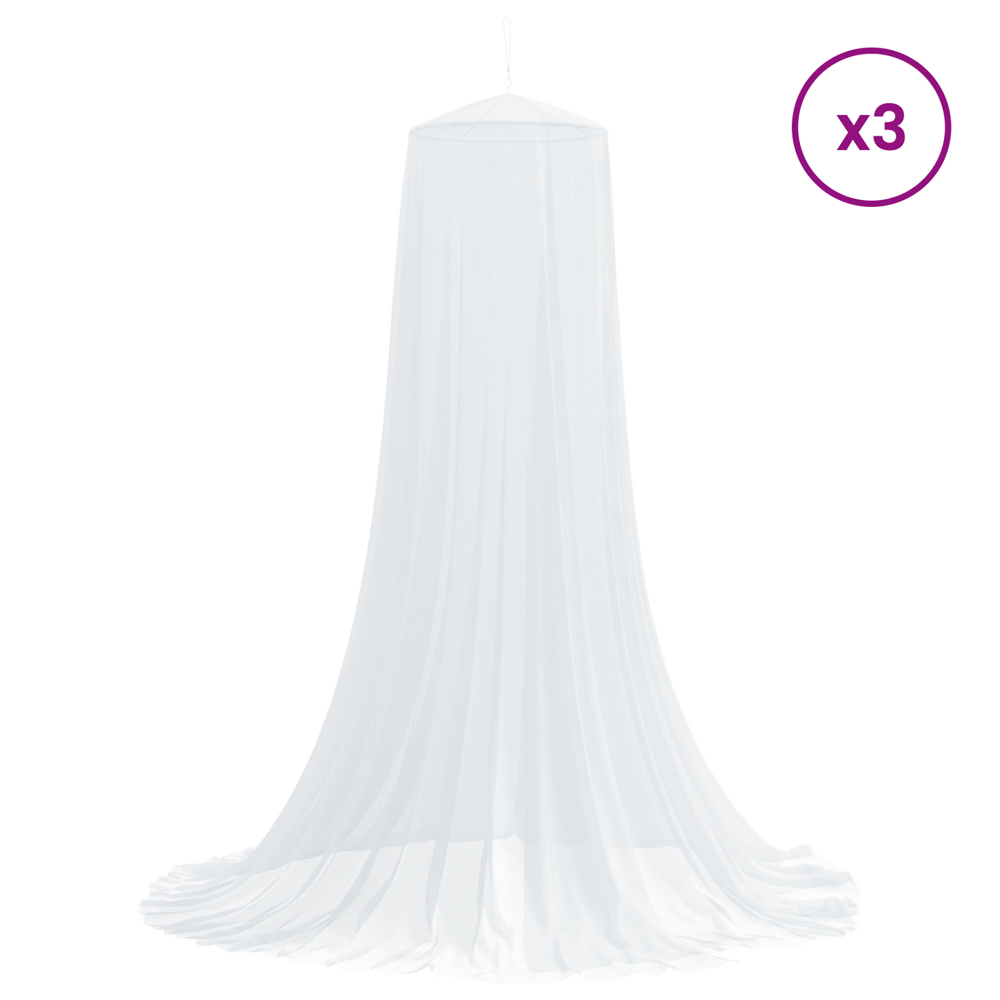 Mosquito Net for Bed 3 pcs 156 mesh White ⌀56 x 220 cm