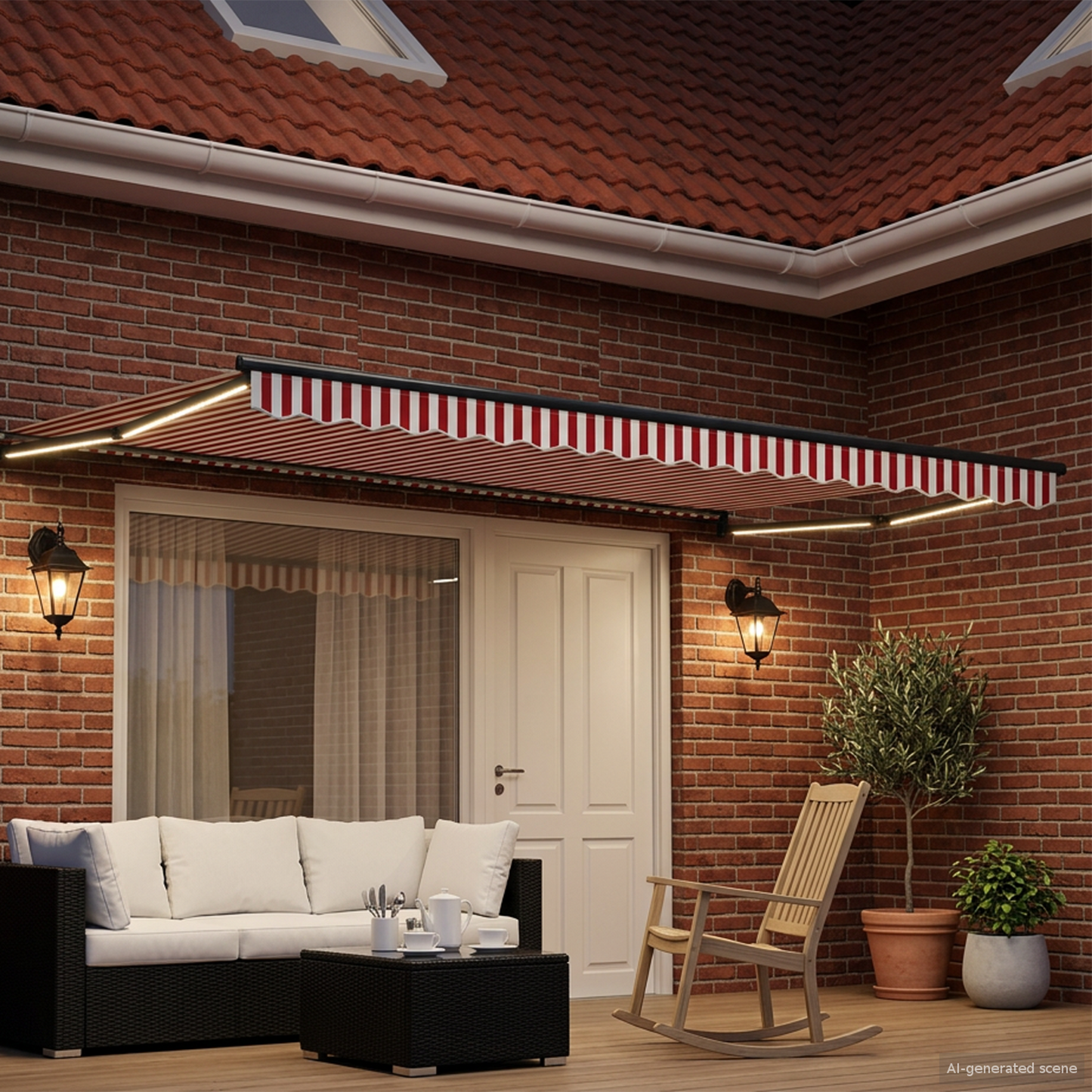Manual Retractable Awning with LEDs 5 x 3 m