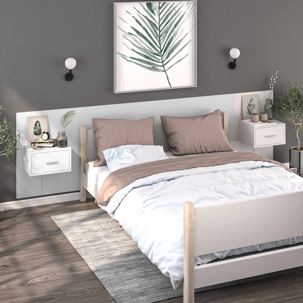 Wall-mounted Bedside Cabinets 2 pcs White
