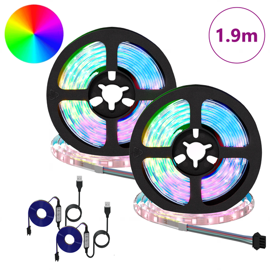 LED Strip 2 pcs Black and Transparent 950 mm Copper and Plastic