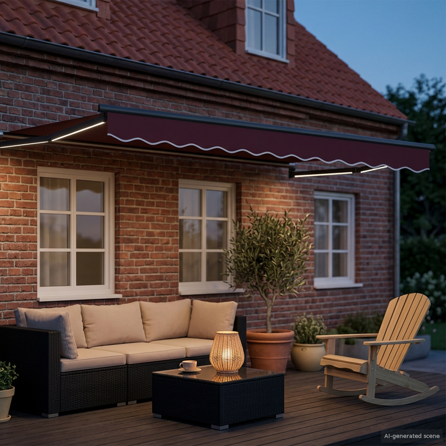 Manual Retractable Awning with LEDs 3.5 x 2.5 m