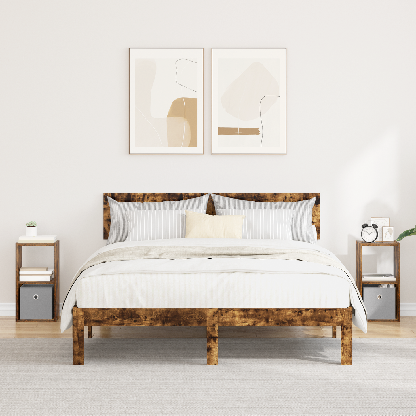 Bedside Table with Drawer 2 pcs Smoked Oak 25.5 x 22 x 49.5 cm