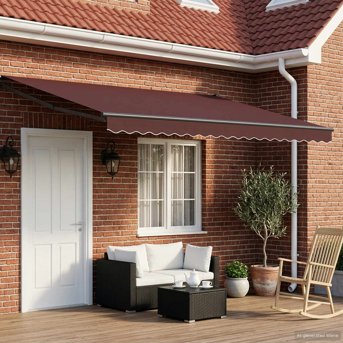 Manual Retractable Awning with LEDs 4.5 x 3 m