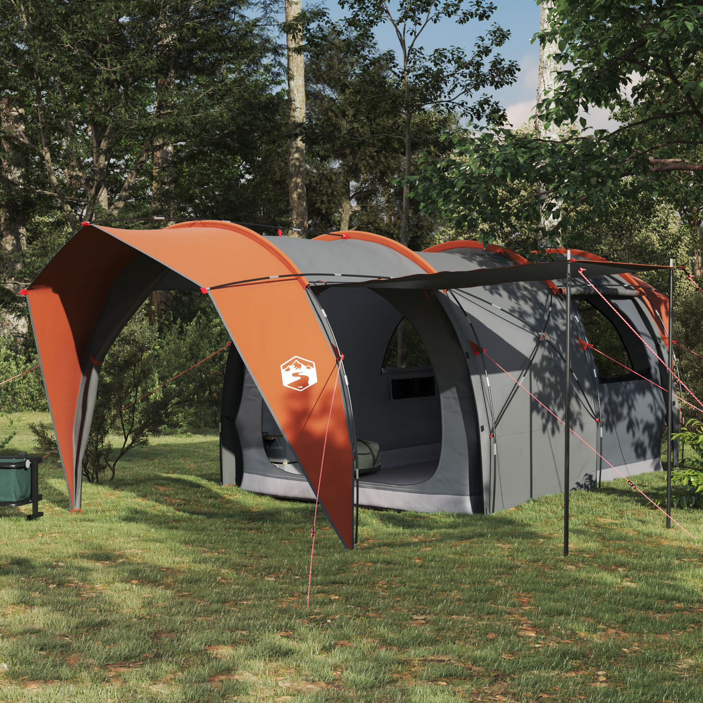 Tunnel Tent Grey and Orange 562 x 265 x 216 cm