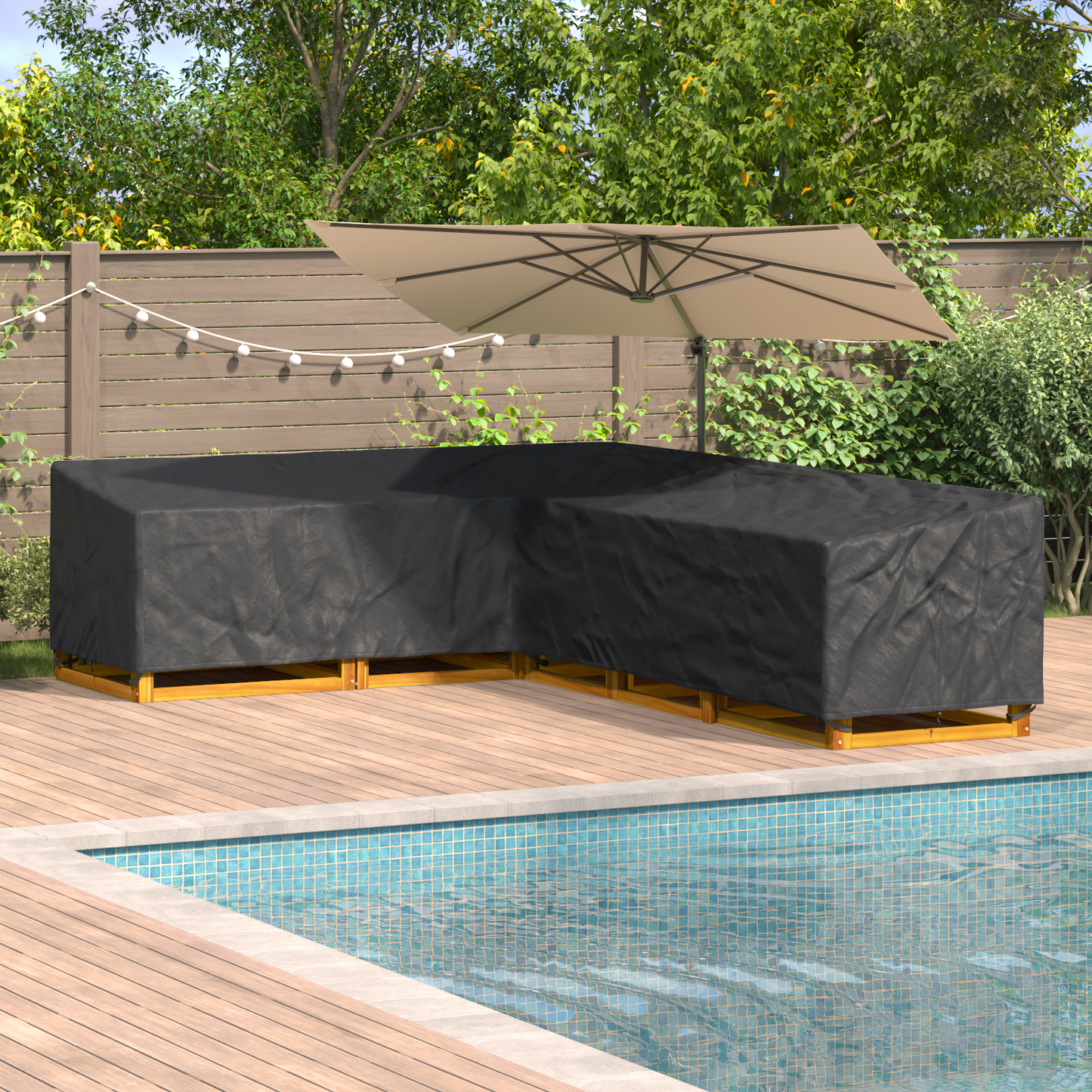 Furniture Cover Black 355 x 275 x 80 cm 420D Oxford Fbric