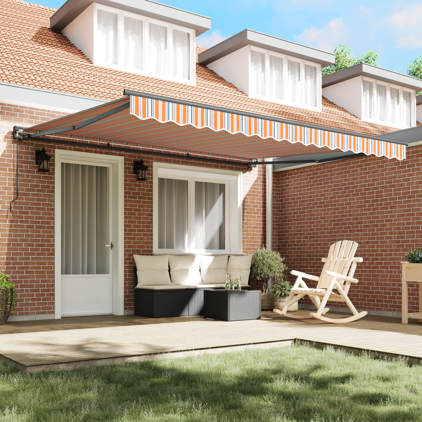 Awning Frame Blue and Orange 400 x 300 cm
