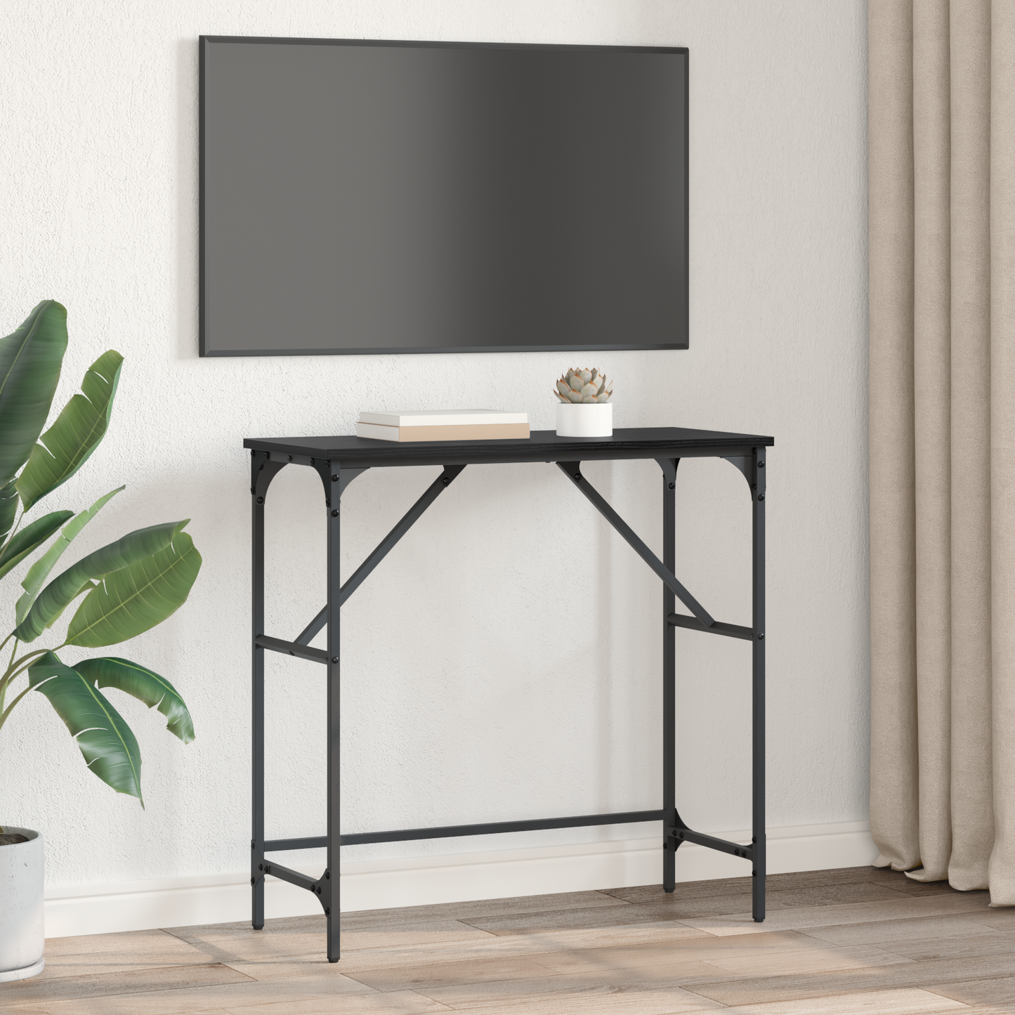Console Table Black Oak 75 x 32 x 75 cm Engineered Wood
