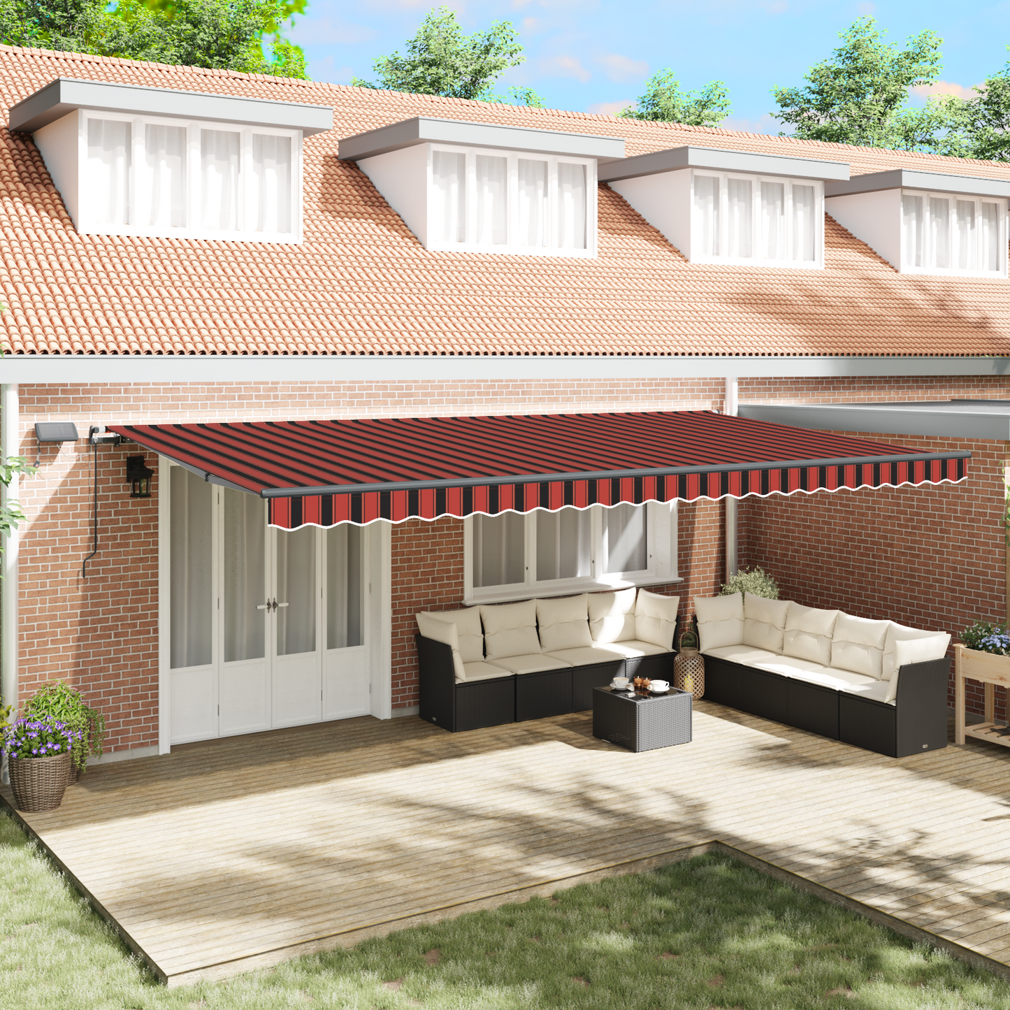 Retractable Awning Orange and brown 600 x 350 cm