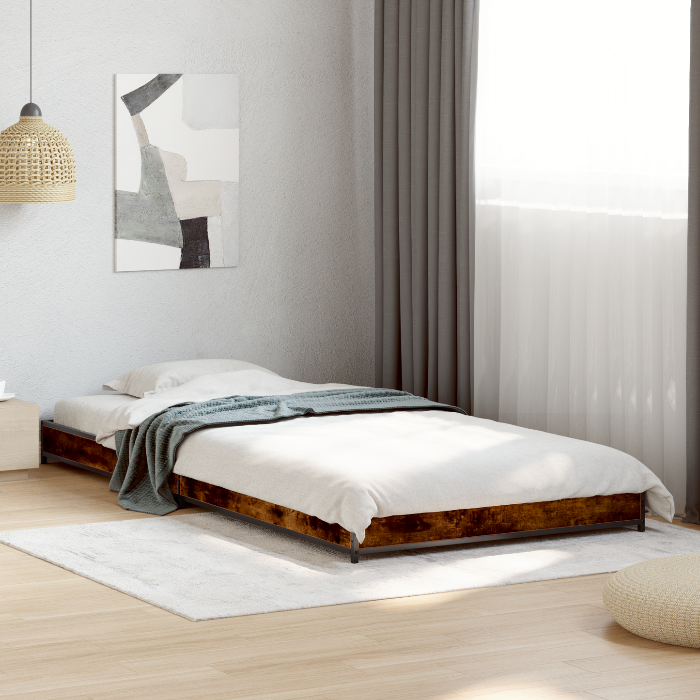 Bed Frame Smoked Oak 80 x 200 cm Engineered Wood