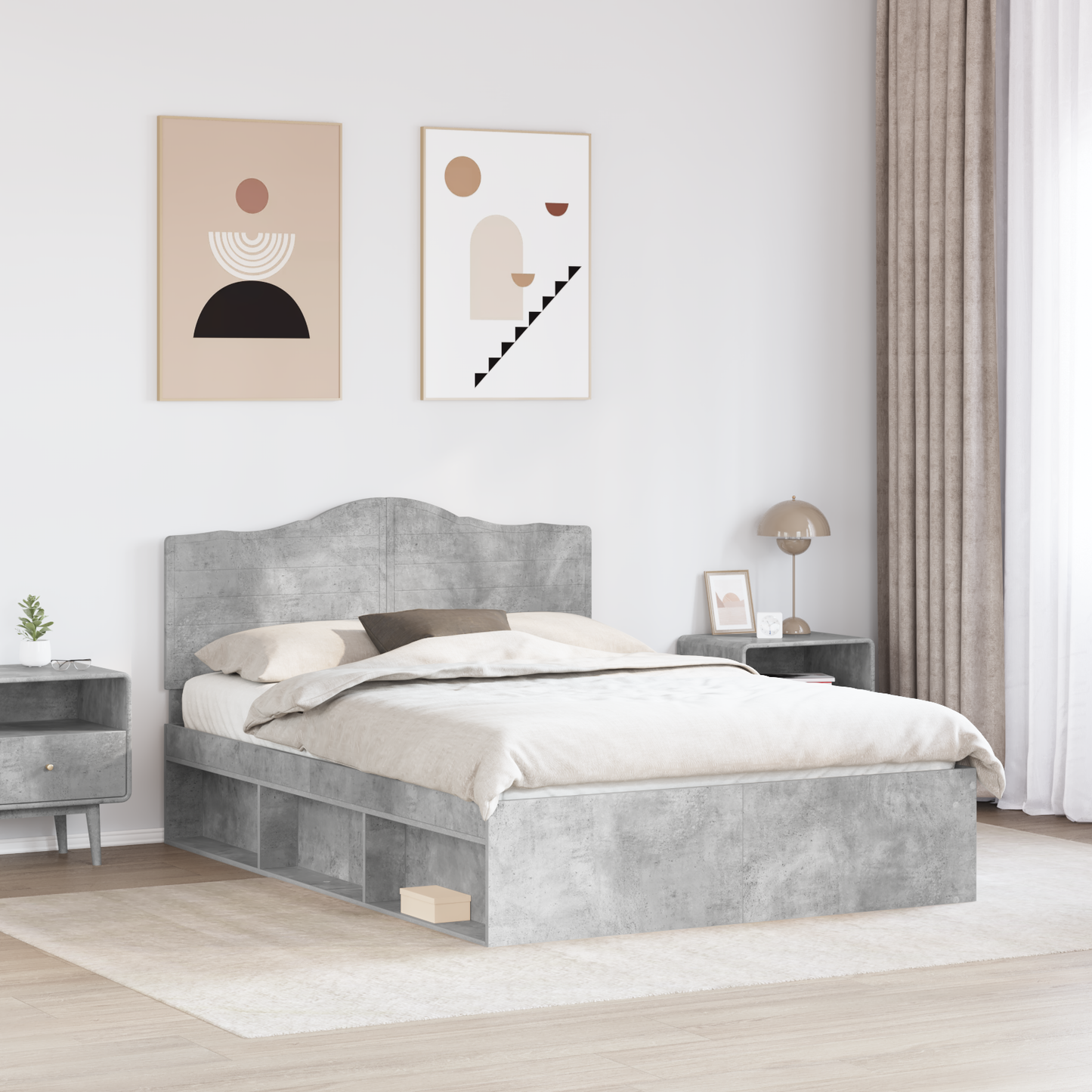 Bed Frame Concerte Grey 150 x 200 cm Solid Pine Wood