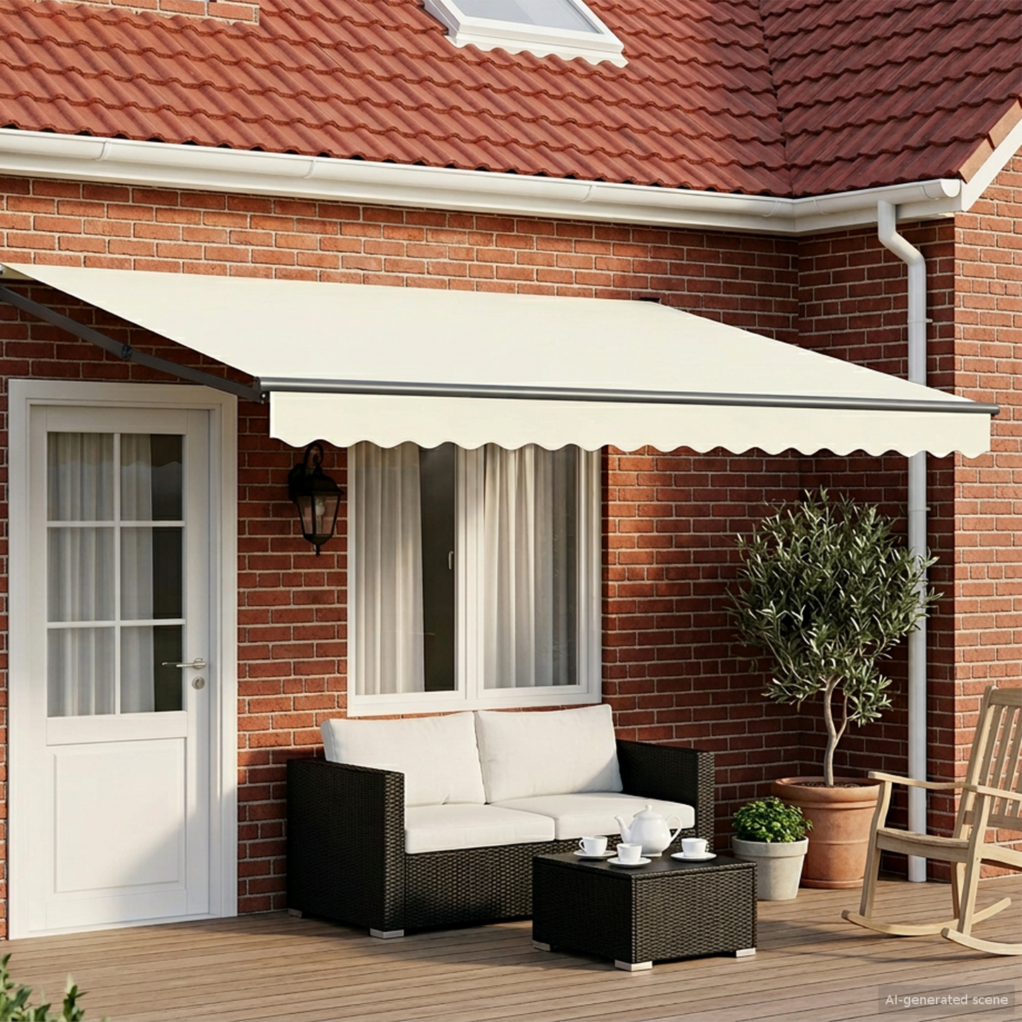 Manual Retractable Awning with LEDs 4.5 x 3 m