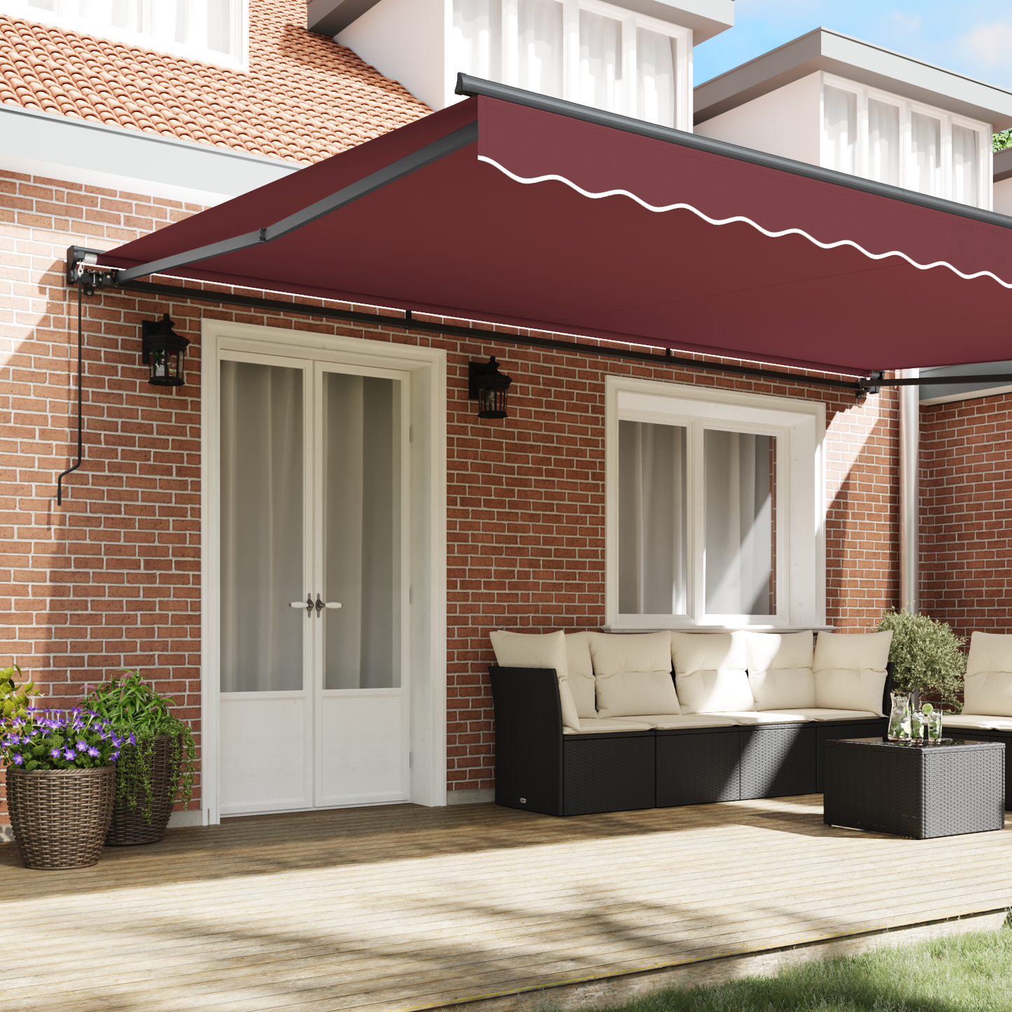 Awning Frame Burgundy 500 x 300 cm Polyester with PU coating