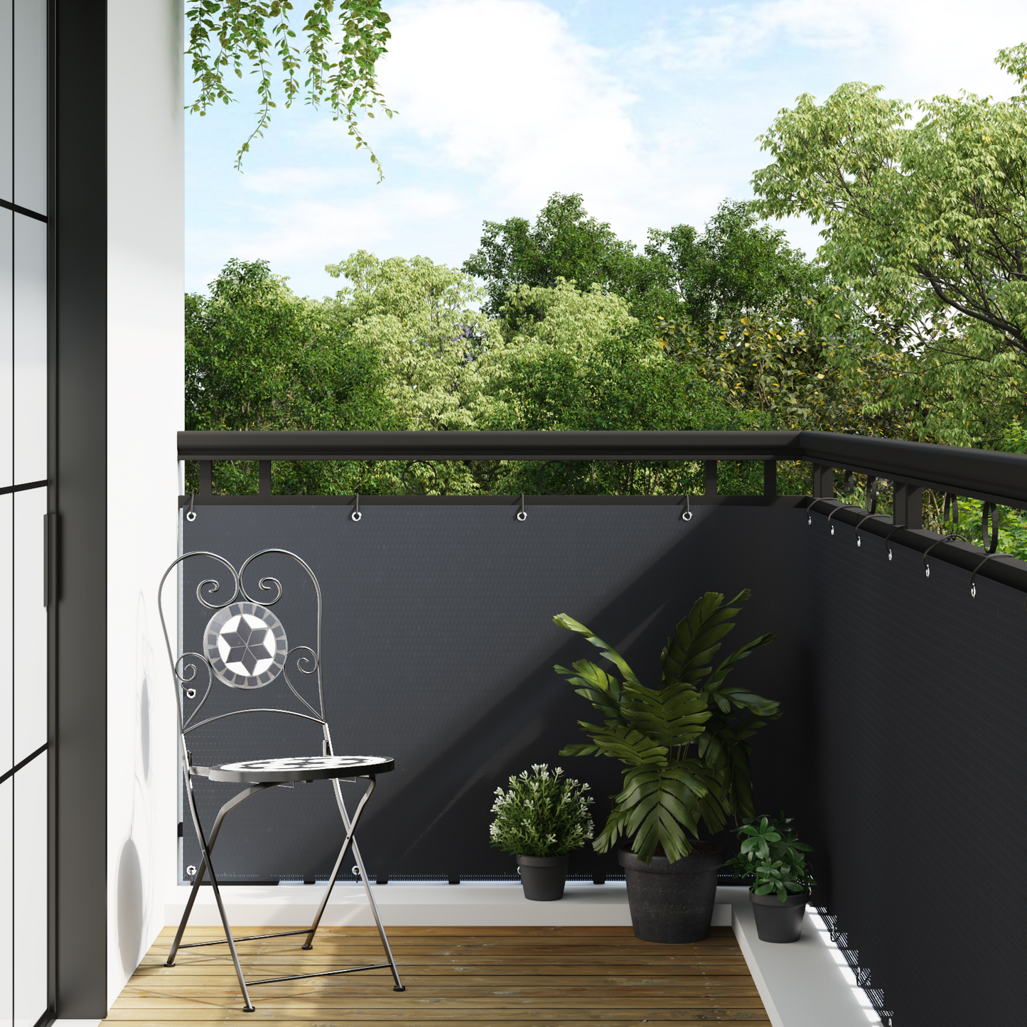 Balcony Screen with Eyelets Anthracite