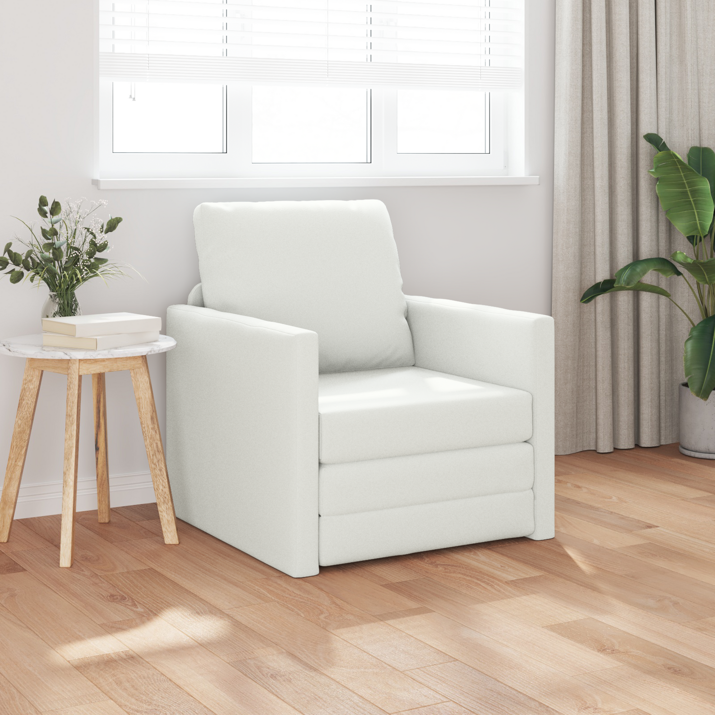 Folding Sofa Bed White 74 x 77 x 81 cm Faux Leather