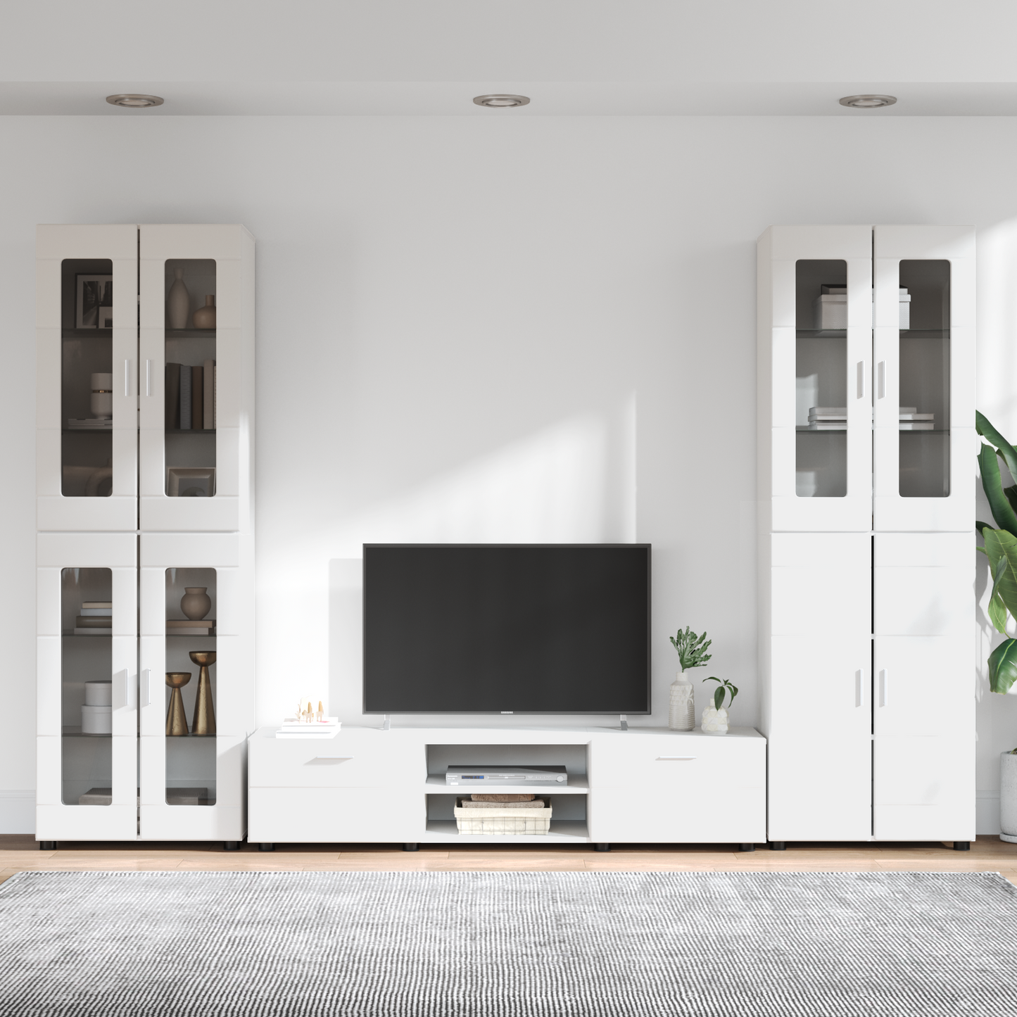 TV Cabinet Set with Drawer FLORIN 3 pcs White Engineered Wood