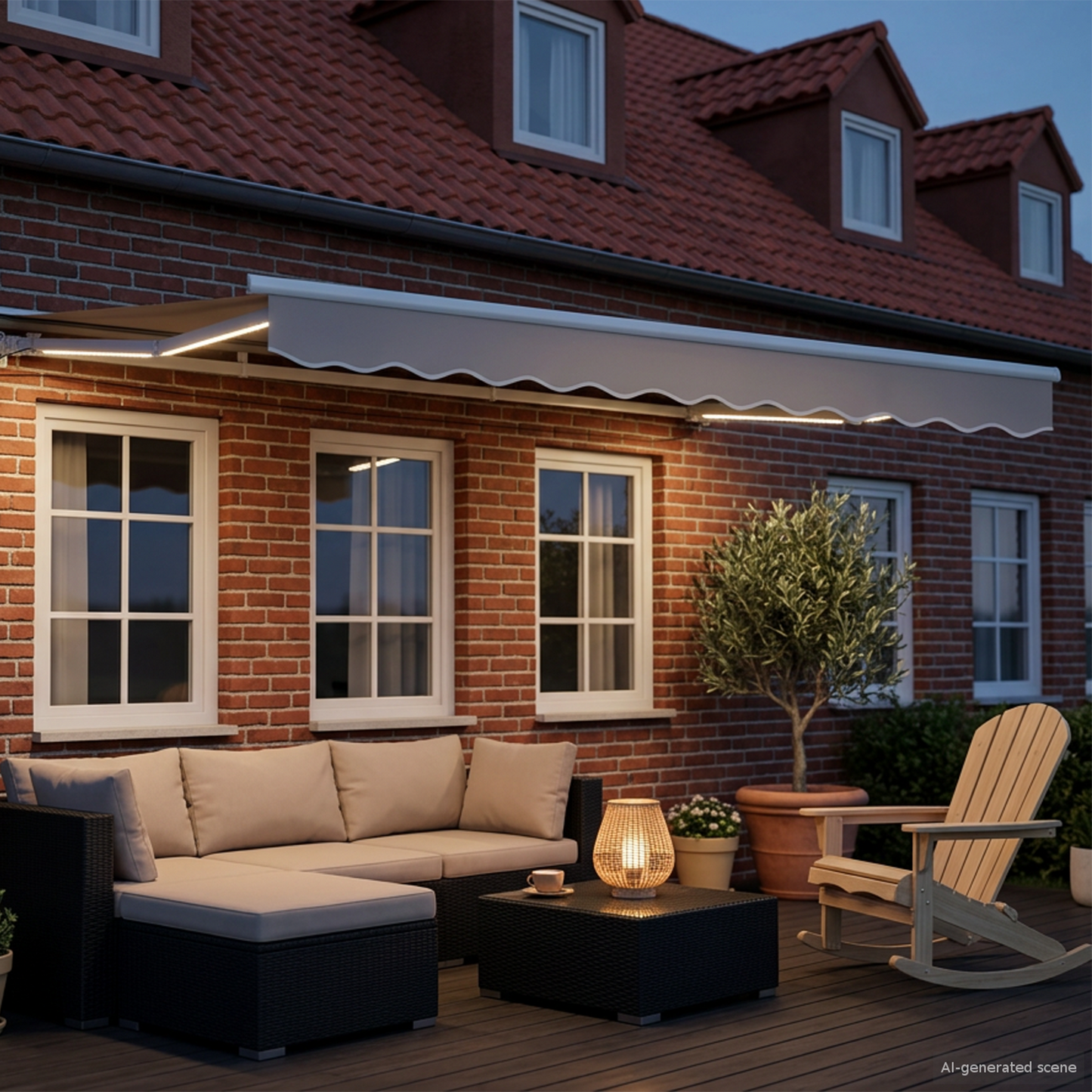 Manual Awning Frame with LEDs White 3.5 x 2.5 m Aluminium