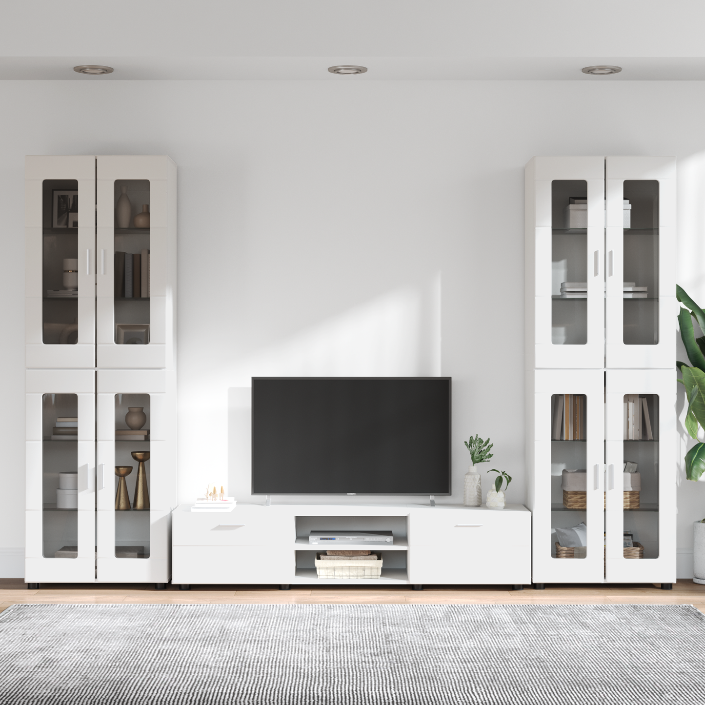 TV Cabinet Set with Drawer FLORIN 3 pcs White Engineered Wood