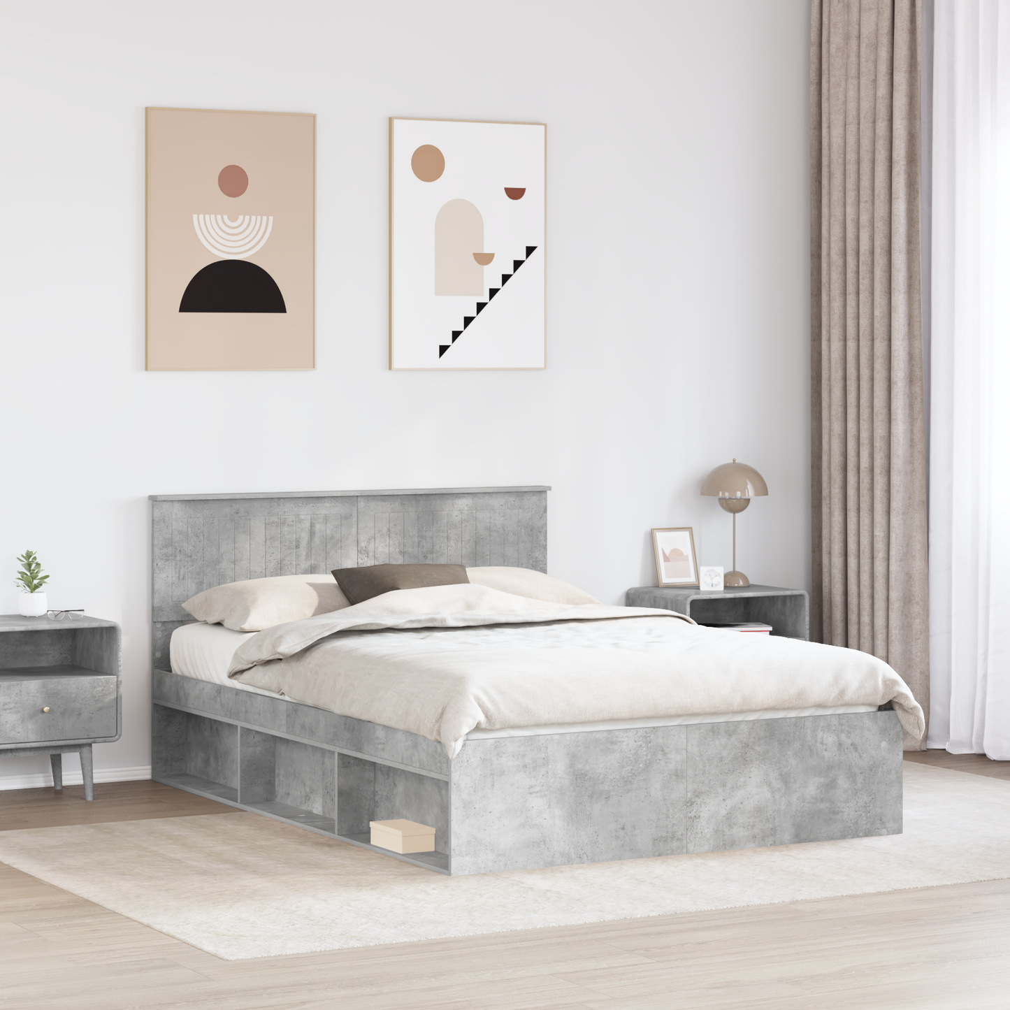 Bed Frame with Headboard Concerte 140 x 190 cm Solid Pine Wood