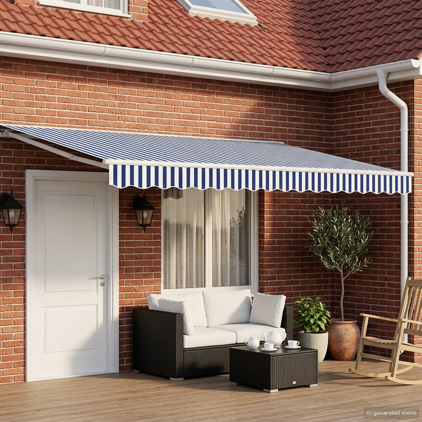 Electric Retractable Awning Blue and White 4 x 2 m