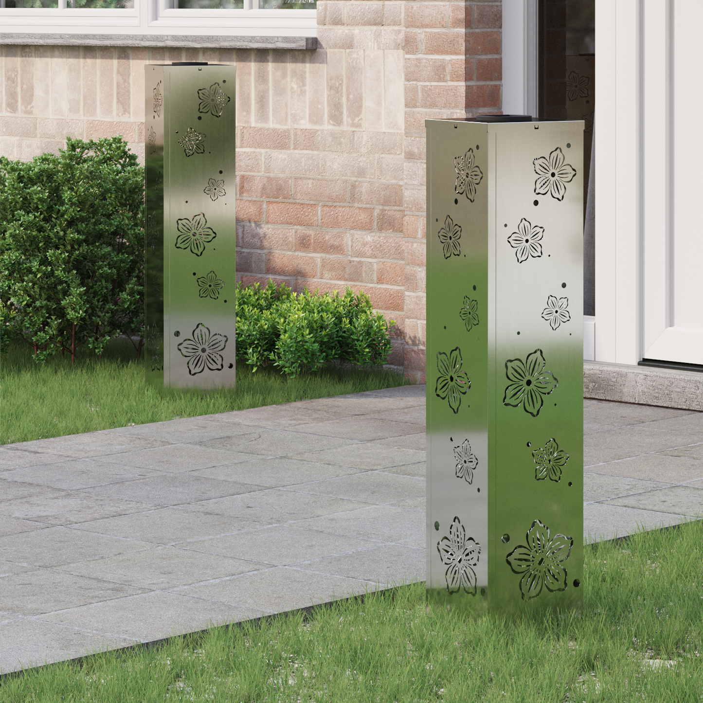 Solar LED Pathway Light 2 pcs Silver Galvanized Steel