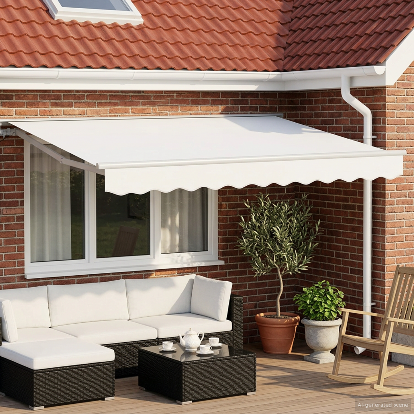 Manual Awning Frame with LEDs White 3 x 2.5 m