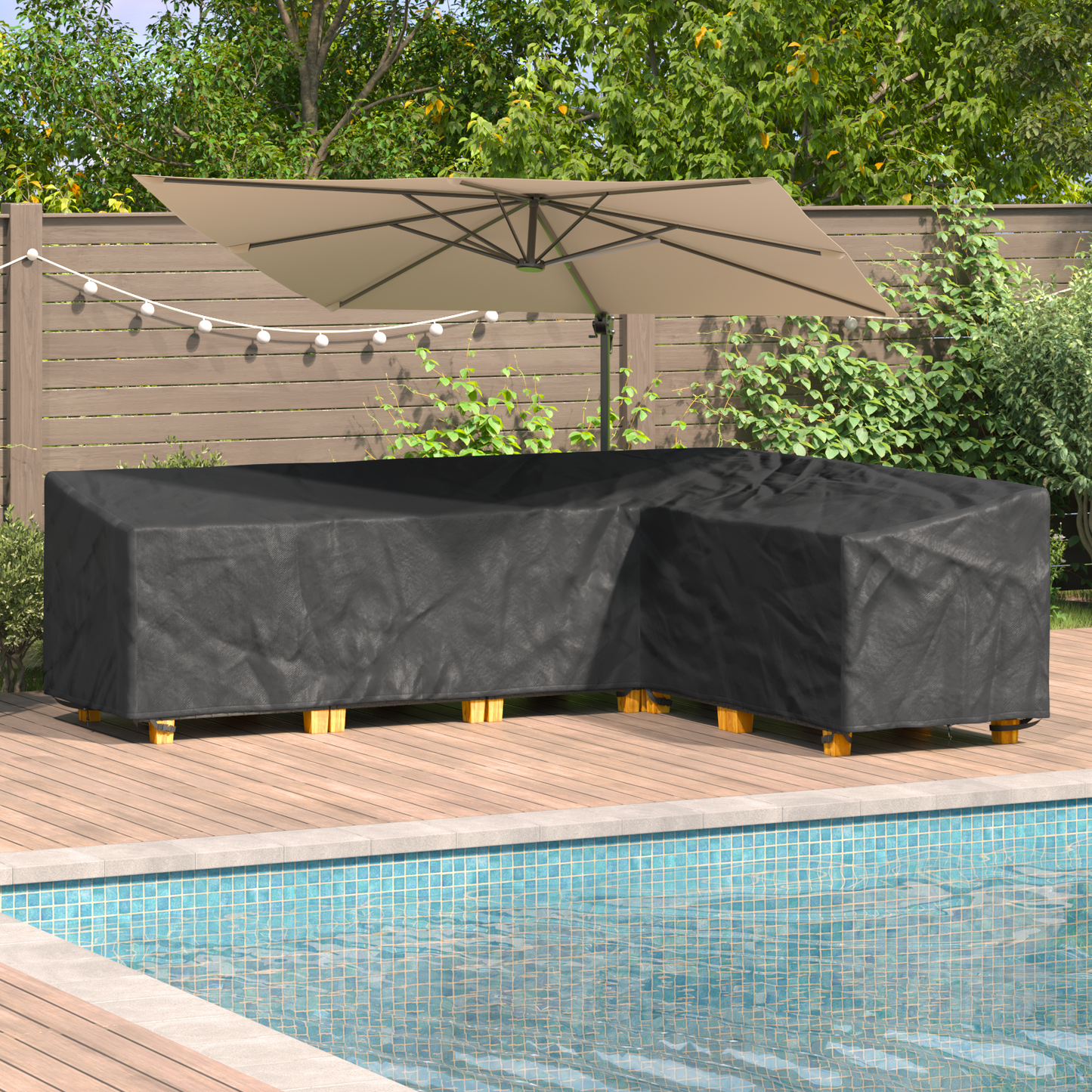 Furniture Cover Black 286 x 222 x 80 cm 210D Oxford Fabric