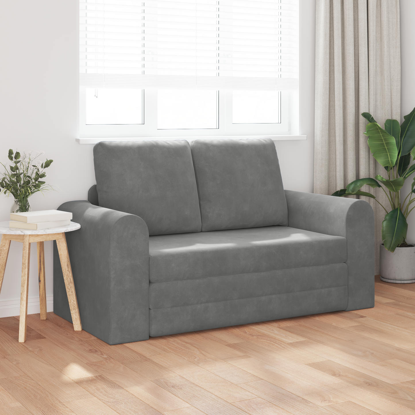 Folding Sofa Bed Dark Grey 148 x 71 x 83 cm Velvet