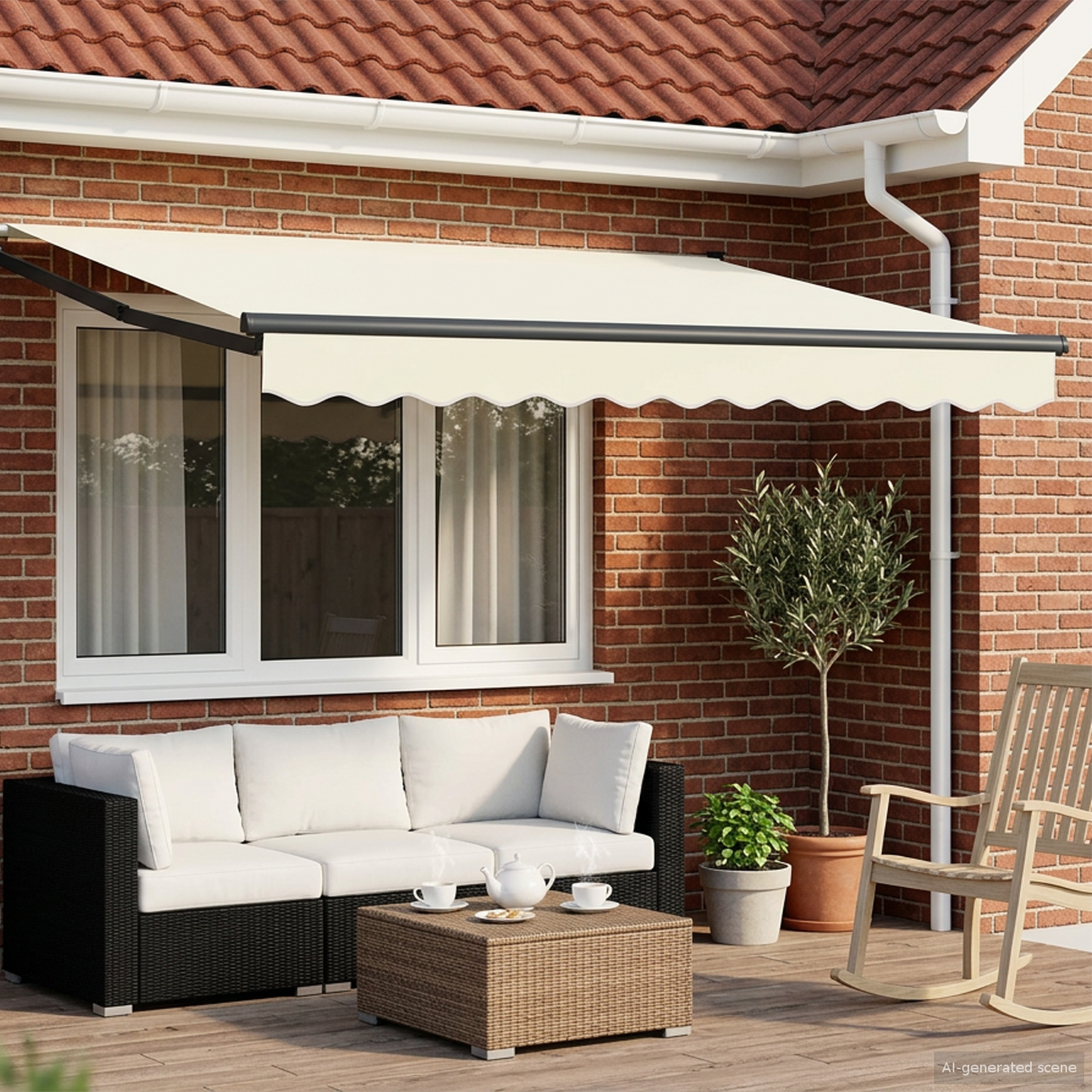 Electric Retractable Awning Cream and Anthracite 3 x 2 m
