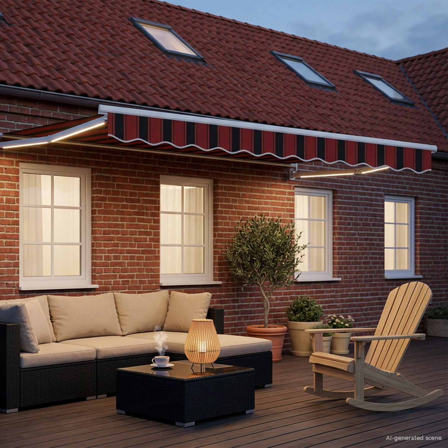 Manual Retractable Awning with LEDs 3.5 x 2 m